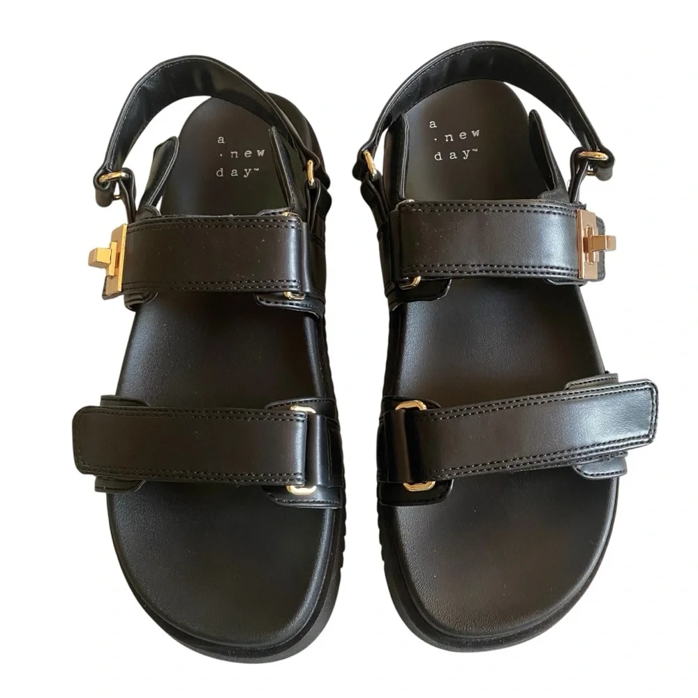 A New Day Black Jonie Sandals with Arch Support | New in Box | 8.5